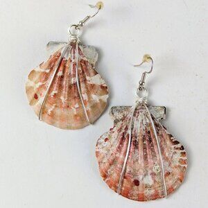 Silver Wire-Wrapped Shell Earrings